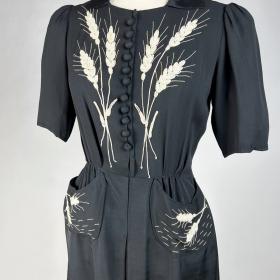 CC embroidered jersey knit silk Dress in the style of Coco Chanel